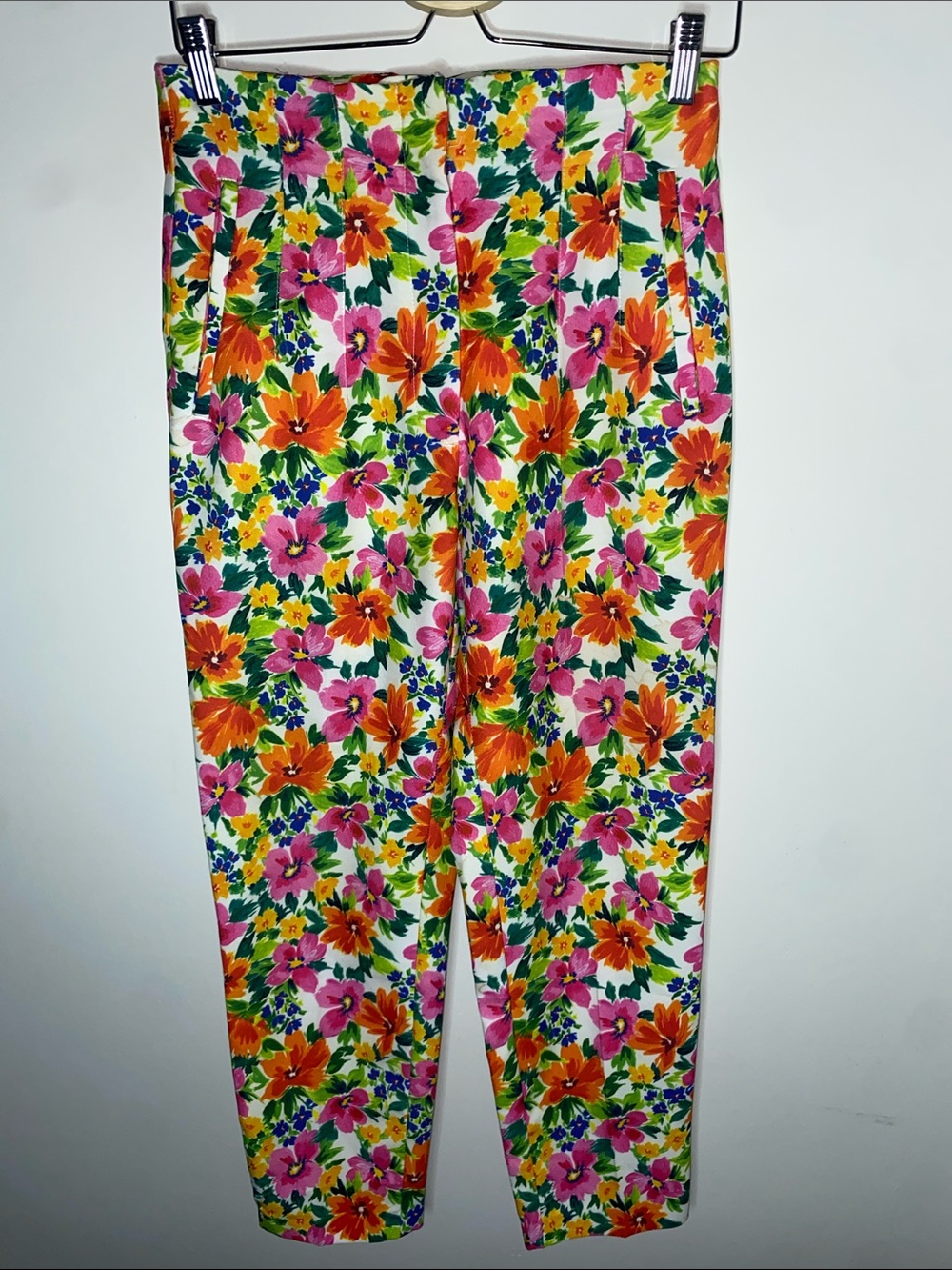 Zara Floral Print Pants - Pink, Orange & Green